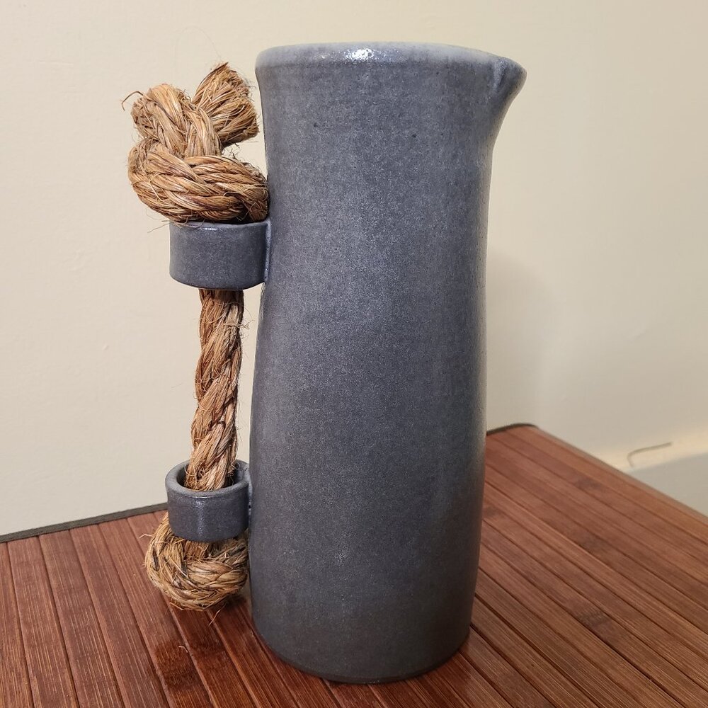 Atelia Trema Slate Manila Vase/Jug and Rope - Handcrafted